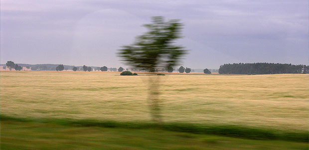 Widok z samochodu. Rozmyty i zamrożony obraz fotograficzny